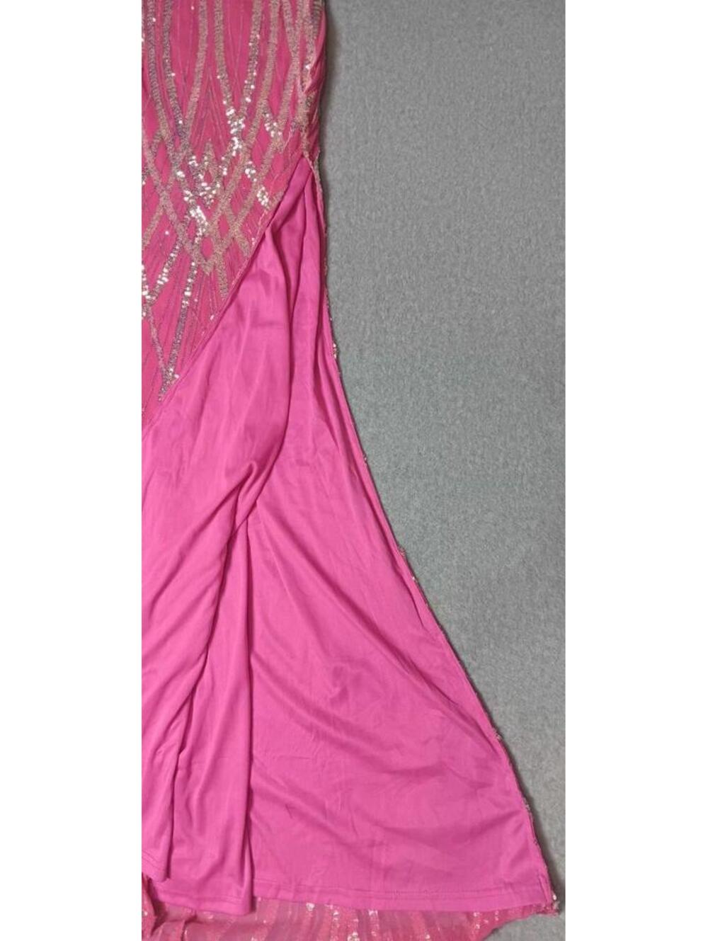 Banjul Sequin Mermaid Fit And Flare Maxi Dress Womens Size Small Pink With Rose - Picture 7 of 12
